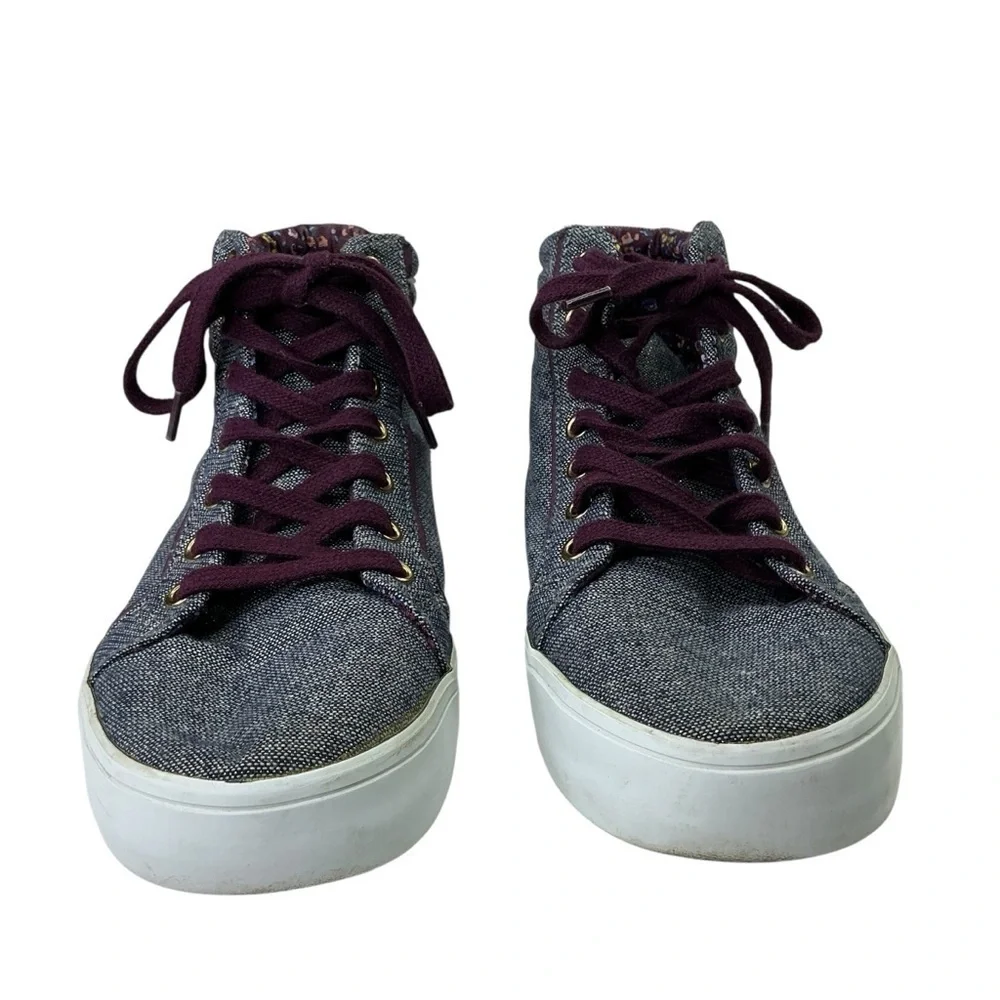 Old Navy‎ Girls Hightop Sneakers Chambray Blue Metallic Gold Sparkle and Purple